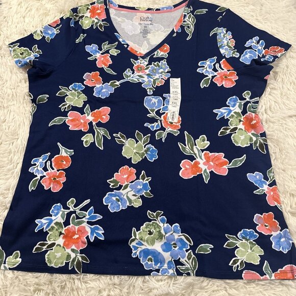 Croft and Barrow XXL womens NWT colorful floral The Classic Tee - Picture 1 of 12